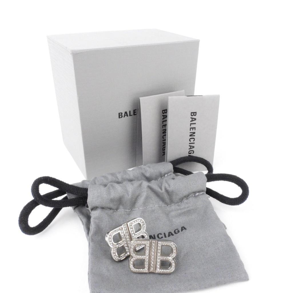 Balenciaga Bb 20 Xs Earrings In Silver Brass And Rhinestones 675$